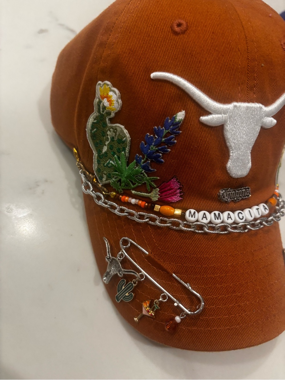 Texas Longhorns Embroidered Burnt Orange Baseball Cap with Beaded Accents - Picture 4 of 12